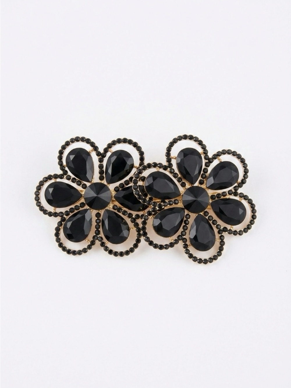 Black Floral Crystal Statement Brooch